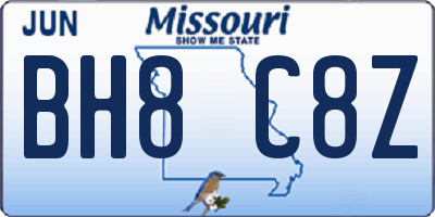 MO license plate BH8C8Z