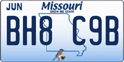 MO license plate BH8C9B