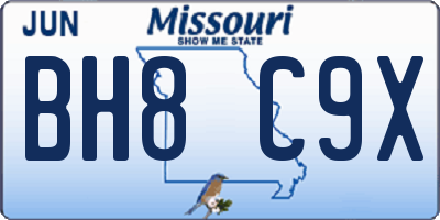 MO license plate BH8C9X