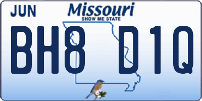MO license plate BH8D1Q