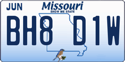 MO license plate BH8D1W