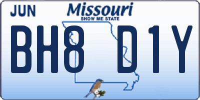 MO license plate BH8D1Y