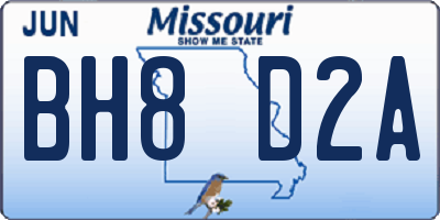 MO license plate BH8D2A