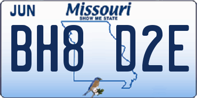 MO license plate BH8D2E