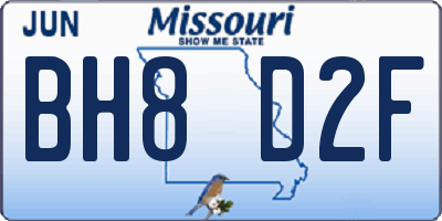 MO license plate BH8D2F