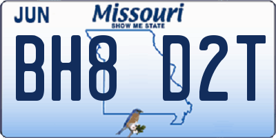 MO license plate BH8D2T