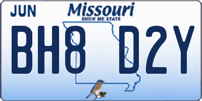 MO license plate BH8D2Y