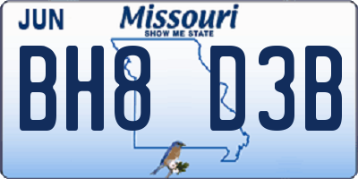 MO license plate BH8D3B