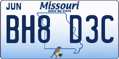 MO license plate BH8D3C