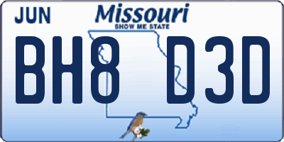 MO license plate BH8D3D