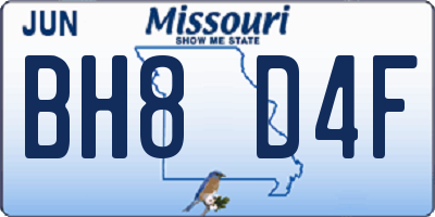 MO license plate BH8D4F