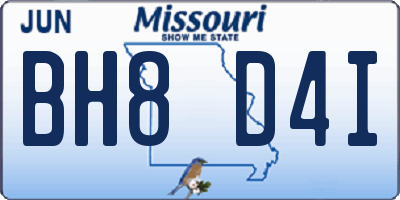 MO license plate BH8D4I