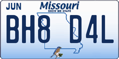 MO license plate BH8D4L