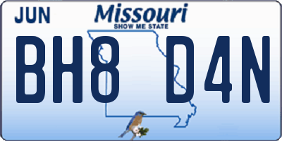 MO license plate BH8D4N