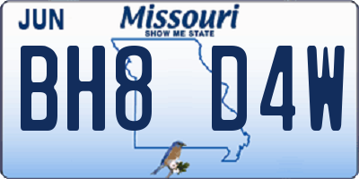 MO license plate BH8D4W