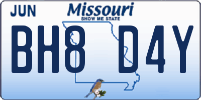 MO license plate BH8D4Y