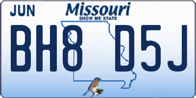 MO license plate BH8D5J