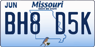 MO license plate BH8D5K