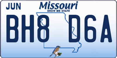 MO license plate BH8D6A