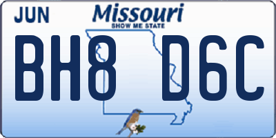 MO license plate BH8D6C