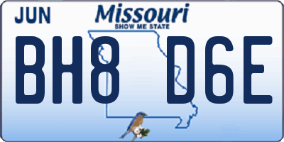 MO license plate BH8D6E