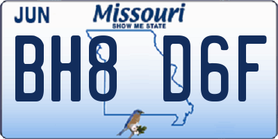 MO license plate BH8D6F