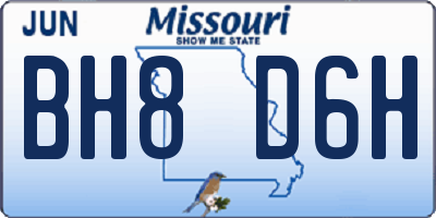 MO license plate BH8D6H