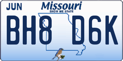 MO license plate BH8D6K