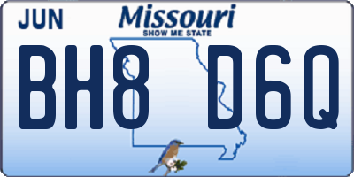 MO license plate BH8D6Q
