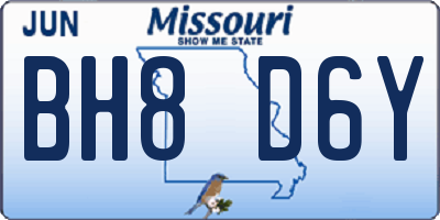 MO license plate BH8D6Y