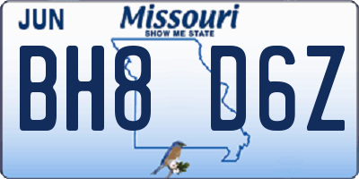 MO license plate BH8D6Z