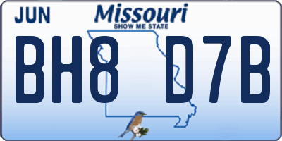 MO license plate BH8D7B
