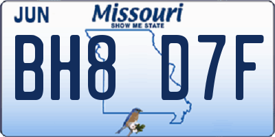 MO license plate BH8D7F