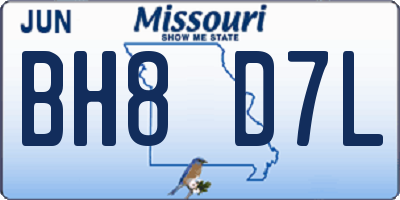 MO license plate BH8D7L