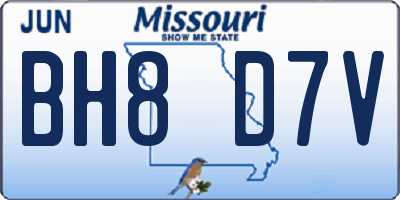 MO license plate BH8D7V