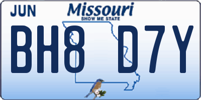 MO license plate BH8D7Y
