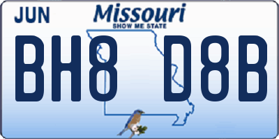 MO license plate BH8D8B