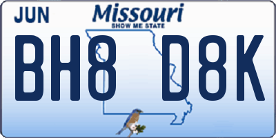 MO license plate BH8D8K