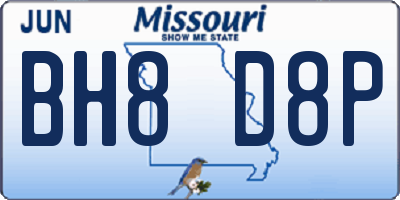 MO license plate BH8D8P