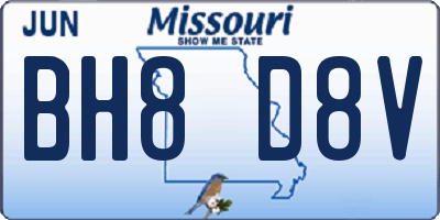 MO license plate BH8D8V