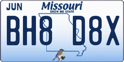 MO license plate BH8D8X