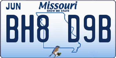 MO license plate BH8D9B