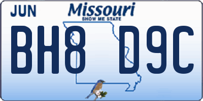 MO license plate BH8D9C