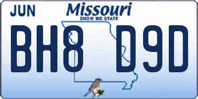 MO license plate BH8D9D