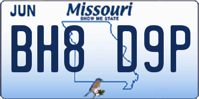 MO license plate BH8D9P