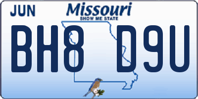 MO license plate BH8D9U