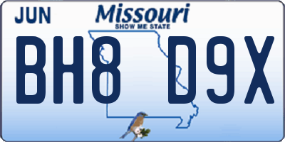 MO license plate BH8D9X