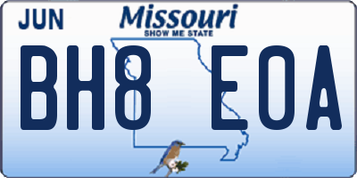 MO license plate BH8E0A