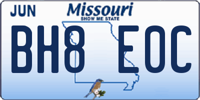 MO license plate BH8E0C