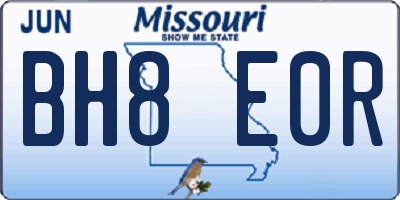 MO license plate BH8E0R